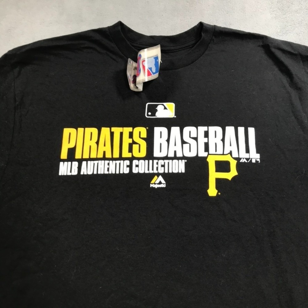 Pittsburgh Pirates Shirt Men's XL Black Short Sleeve Majestic MLB Baseball NEW